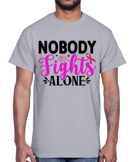 Nobody Fights Alone 12#- breast cancer- Cotton Tee