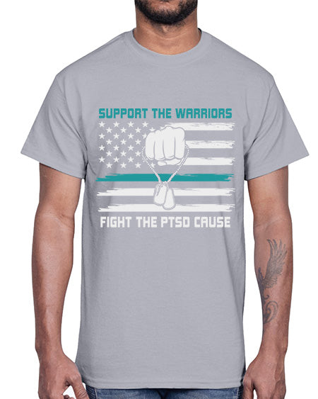 PTSD Awareness Military Teal Ribbon 11#- PTSD- Cotton Tee
