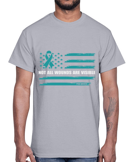 PTSD Awareness Not All Wounds 19#- PTSD- Cotton Tee