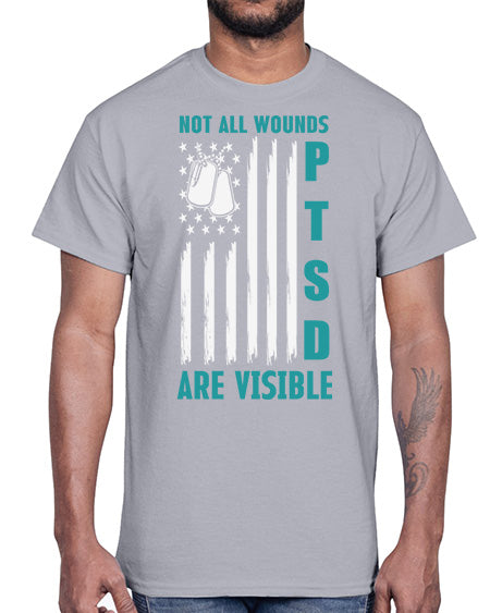 PTSD Awareness Not All Wounds 8#- PTSD- Cotton Tee
