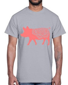 PigMandala 985#- mandala- Cotton Tee