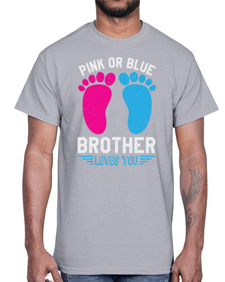 Pink or Blue brother loves you Style 185#- baby shower- Cotton Tee