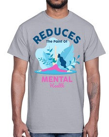 Reduces the Paint of Mental Health 495#- yoga- Cotton Tee
