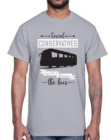Social conservatives say who drives the bus 5#- bus- Cotton Tee