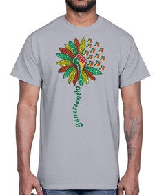 Sunflower Fist Juneteenth Black History 24#- black juneteenth- Cotton Tee
