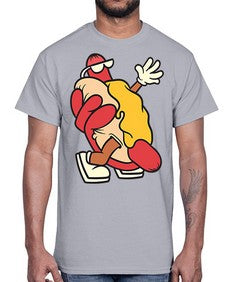 Walking hotdog 262#- cartoon food- Cotton Tee