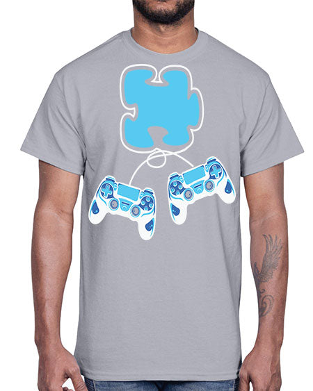 autism awareness gamer puzzle piece 11#- autism- Cotton Tee