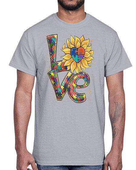 autism love sunflower- autism- Cotton Tee