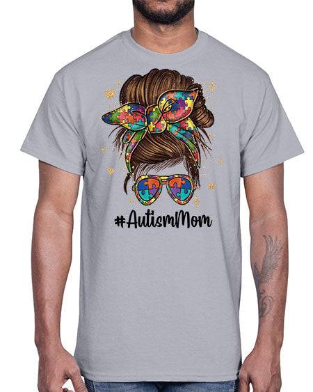 autism mom 3#- autism- Cotton Tee