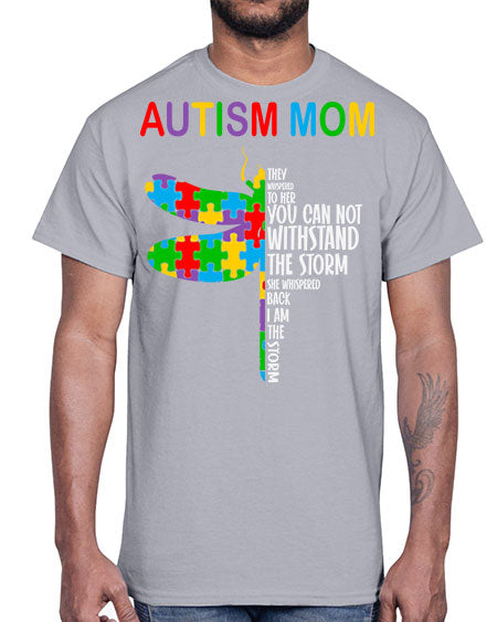 autism mom dragonfly puzzle pieces 47#- autism- Cotton Tee