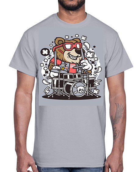 bear drummer 33#- bears - animals- Cotton Tee