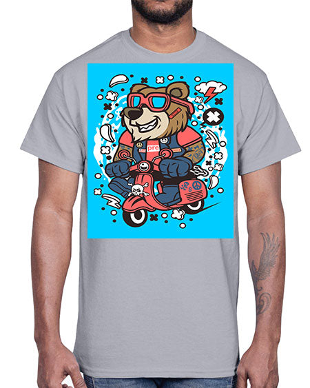 bear scooterist 41#- bears - animals- Cotton Tee