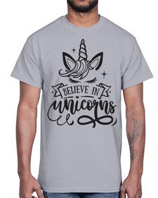 believe in unicorns black 55#- unicorn- Cotton Tee