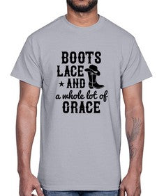 boots lace and a whole lot of grace 268#- western- Cotton Tee