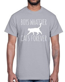boys whatever cats forever- cats- Cotton Tee