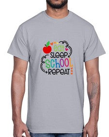 eat sleep school repeat 45#- general school- Cotton Tee