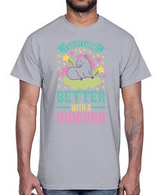 everything better with a unicorn 128#- unicorn- Cotton Tee