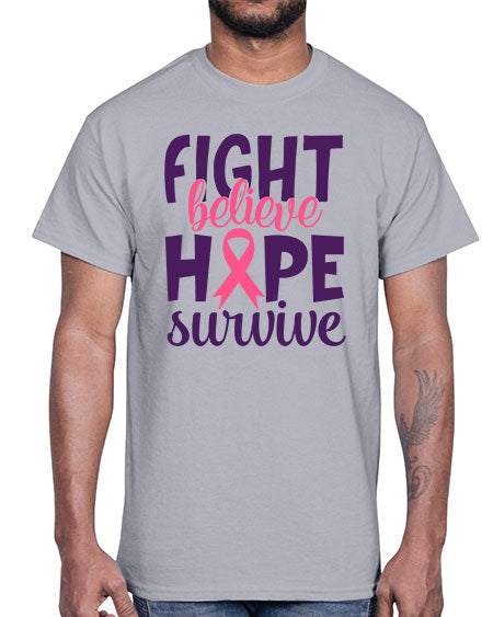 fight believe hope survive Style 13#- breast cancer- Cotton Tee