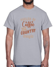 fueled by coffee and country music 468#- western- Cotton Tee