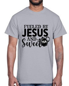 fueled by jesus and sweet tea 990#- tea- Cotton Tee