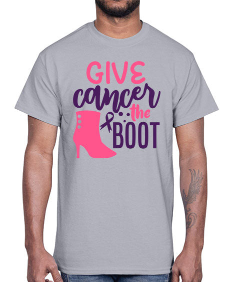 give cancer the boot Style 11#- breast cancer- Cotton Tee