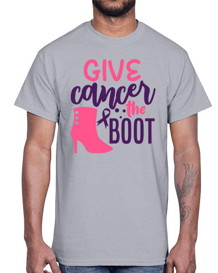 give cancer the boot Style 1#- breast cancer- Cotton Tee