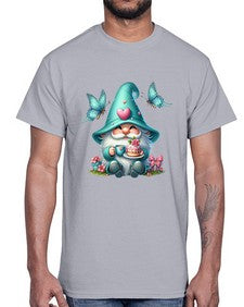 gnome with butterfly 14#- gnome- Cotton Tee