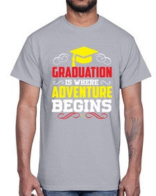 graduation is where adventure beings 226#- graduation- Cotton Tee