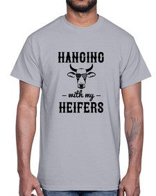 hanging with my heifers 501#- western- Cotton Tee