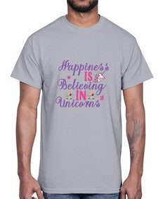 happiness is believing in unicorns 155#- unicorn- Cotton Tee