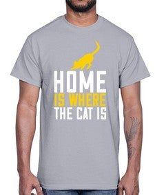 home is where the cat is Style 49#- cats- Cotton Tee