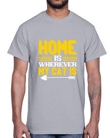 home is wherever my cat is Style 50#- cats- Cotton Tee