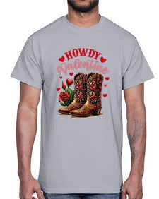 howdy valentine cowgirl boots 538#- western- Cotton Tee