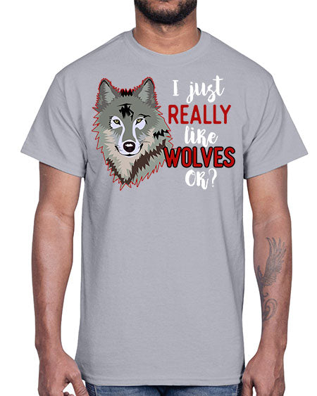 i just really like wolves- wolf- Cotton Tee