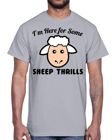 im here for some sheep thrills- sheep- Cotton Tee