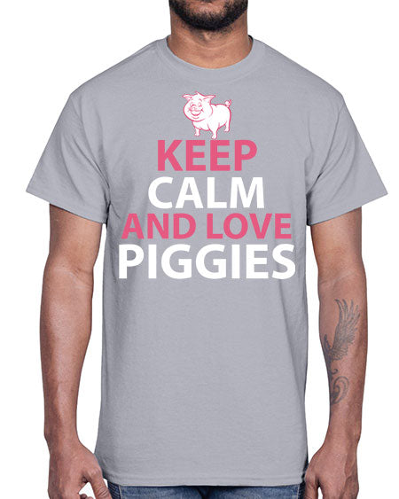keep calm and love piggies Style 47#- pig- Cotton Tee