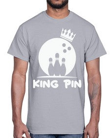 king pin bowling couples 712#- bowling- Cotton Tee