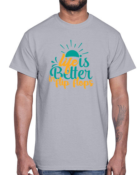 life is better in flip flops Style 90#- summer- Cotton Tee
