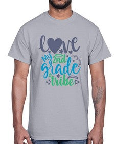love my second grade tribe 522#- second grade- Cotton Tee