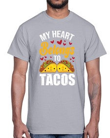 my heart belongs to tacos 1423#- tacos- Cotton Tee