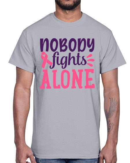 nobody fights alone Style 6#- breast cancer- Cotton Tee