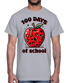 one hundred Days of School Apple 572#- one hundred days- Cotton Tee