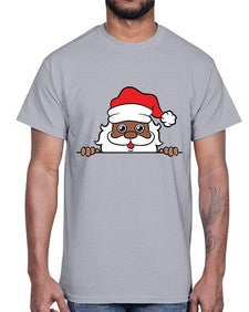 peekaboo black santa 19#- black boys or men- Cotton Tee