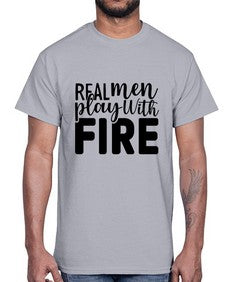 real men playing with fire 1498#- bbq- Cotton Tee