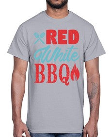 red white bbq 374#- bbq- Cotton Tee