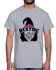 resting witch face 27#- witch- Cotton Tee