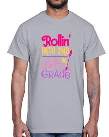 rollin into second grade 783#- second grade- Cotton Tee