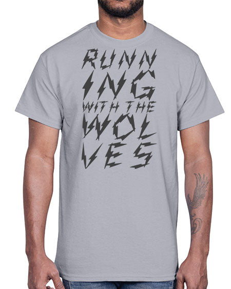 running with the wolves- wolf- Cotton Tee