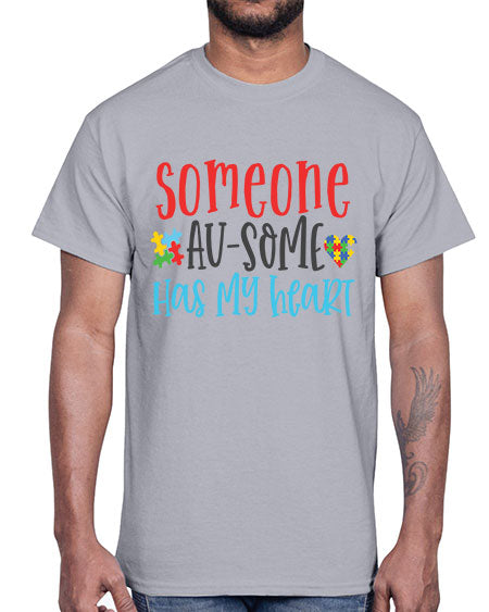 someone ausome has my heart Style 40#- autism- Cotton Tee