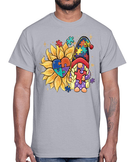 sunflower gnome autism- autism- Cotton Tee